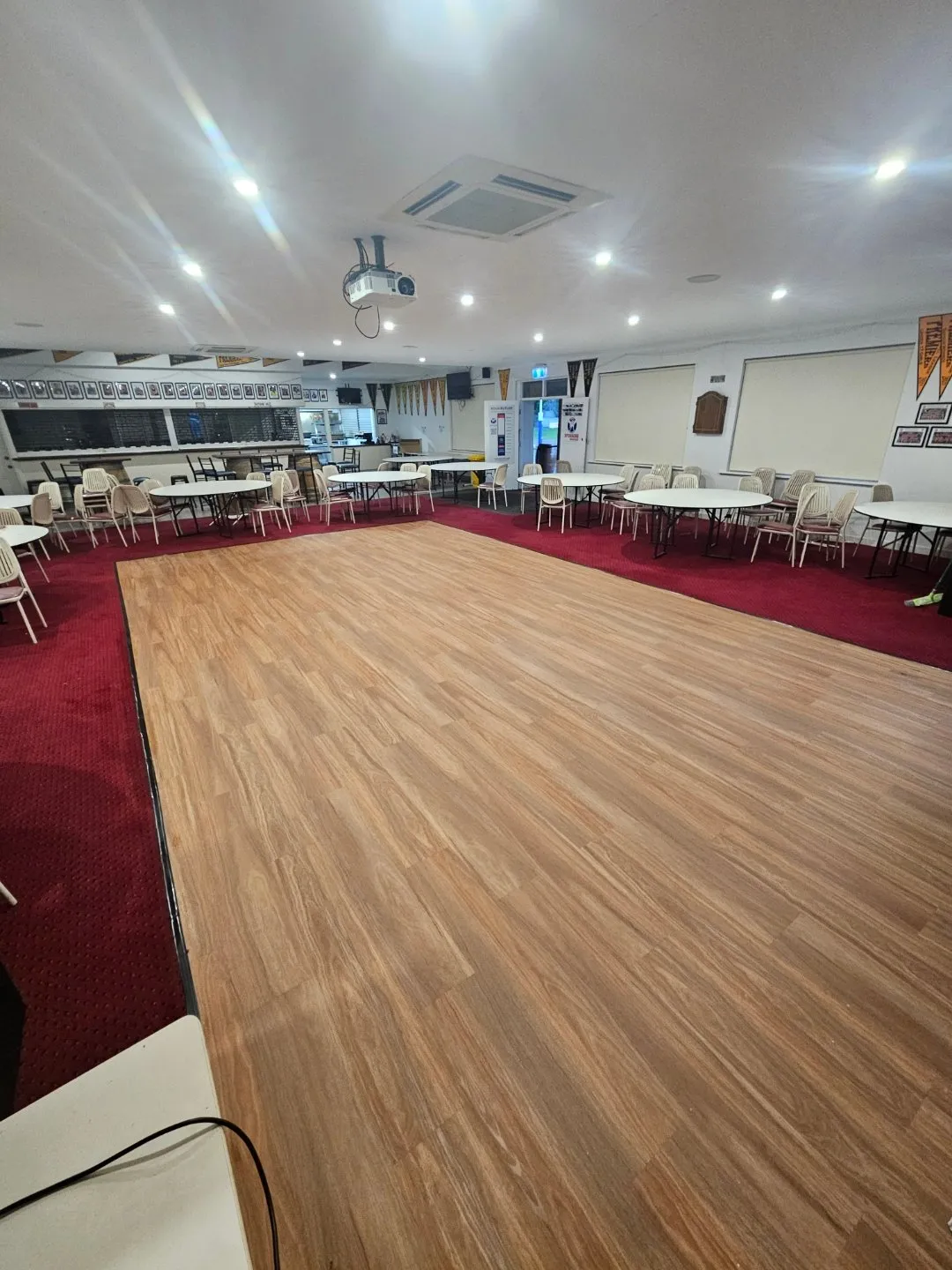 Vinyl plank dance floor laid at the Onkaparinga Valley Football Club in Balhannah
