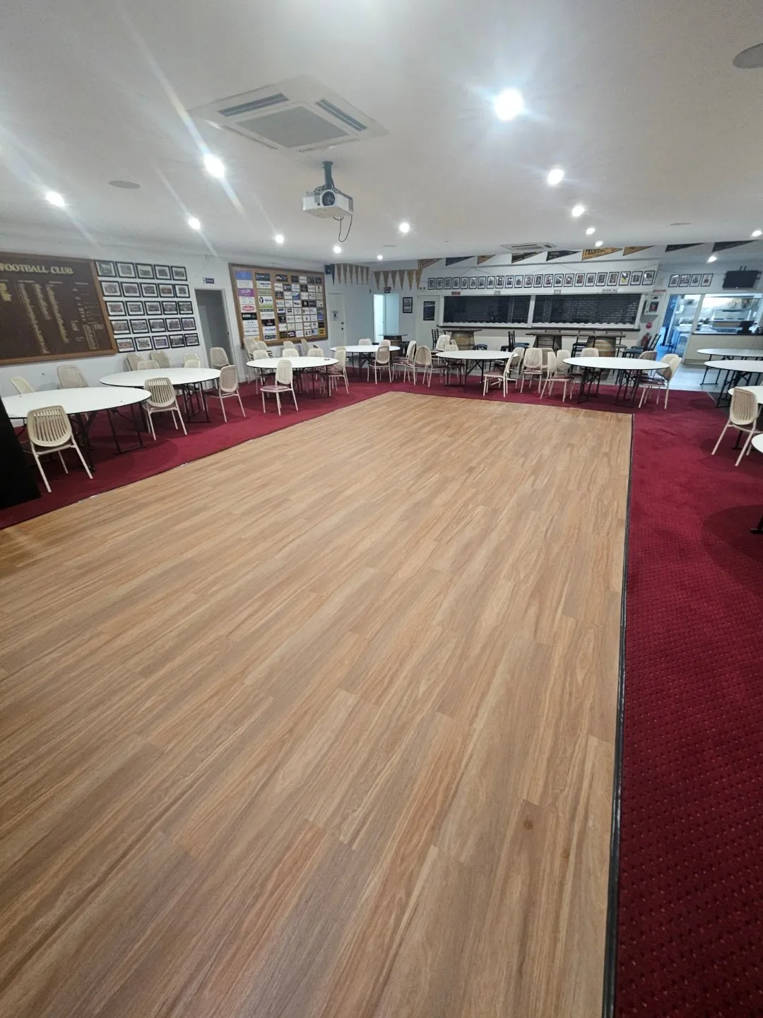 Commercial grade vinyl plank dance floor at the Onkaparinga Valley Football Club in Balhannah